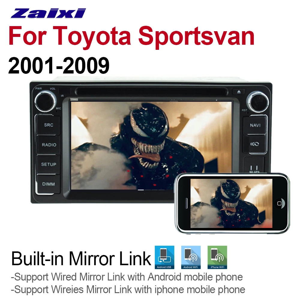 Top ZaiXi For Toyota Sportsvan 2001~2009 2 DIN Car Android 9 GPS Naviation Multimedia system Bluetooth Radio Amplifier WIFI HD 2