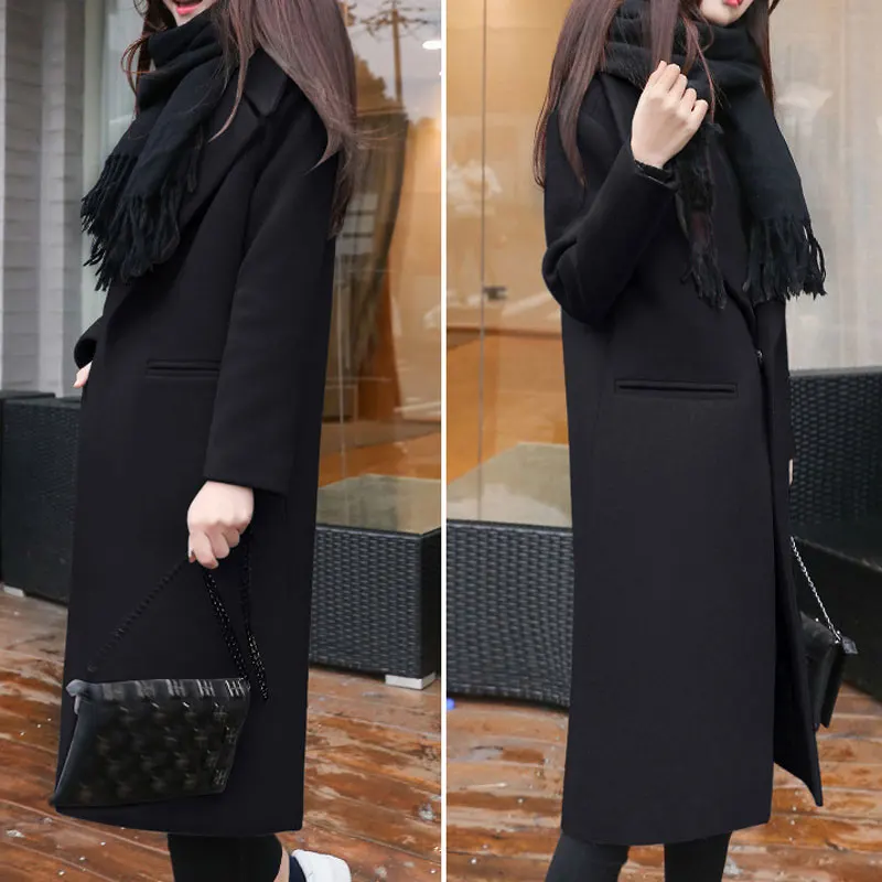 Laine Pardessus Col Solide Hiver Femmes À Élégance caramel Pour Long Turn down khaki Black Vestes Longues Mélange Manteaux green Chaud P5YdxYq