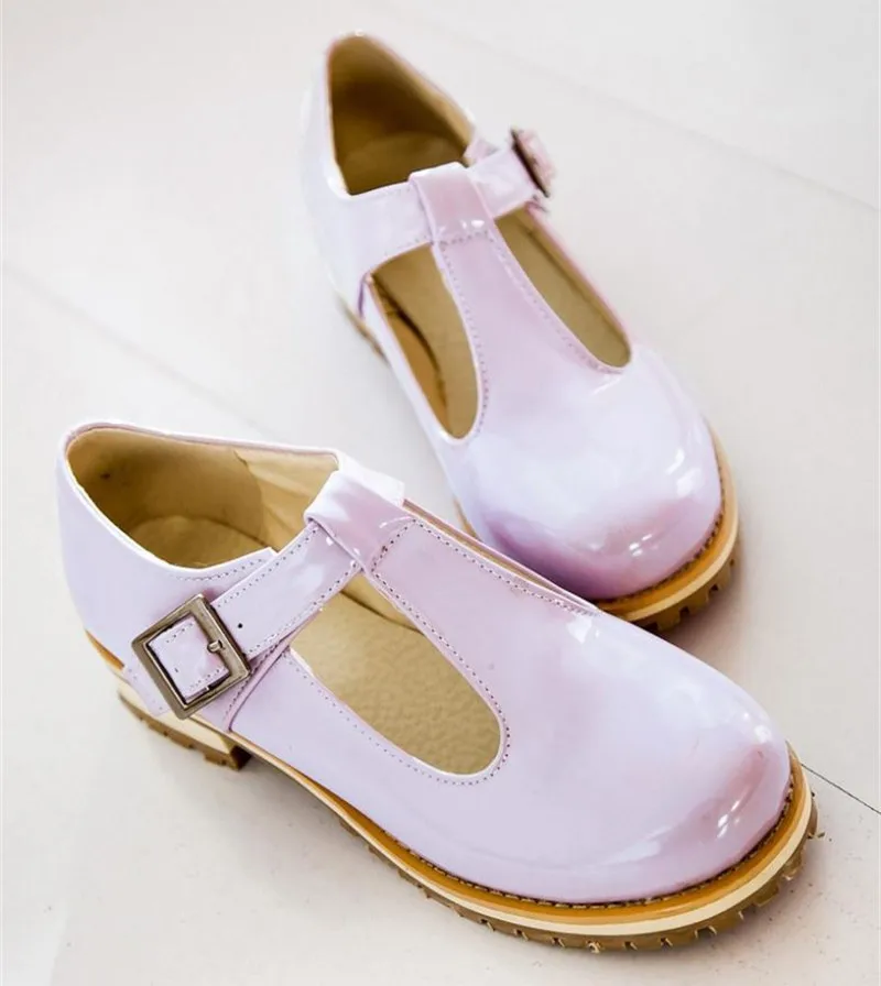 ENMAYLA/Демисезонная женская обувь на плоской подошве с Т-образным ремешком повседневная обувь на платформе на низком каблуке милые женские туфли для студентов