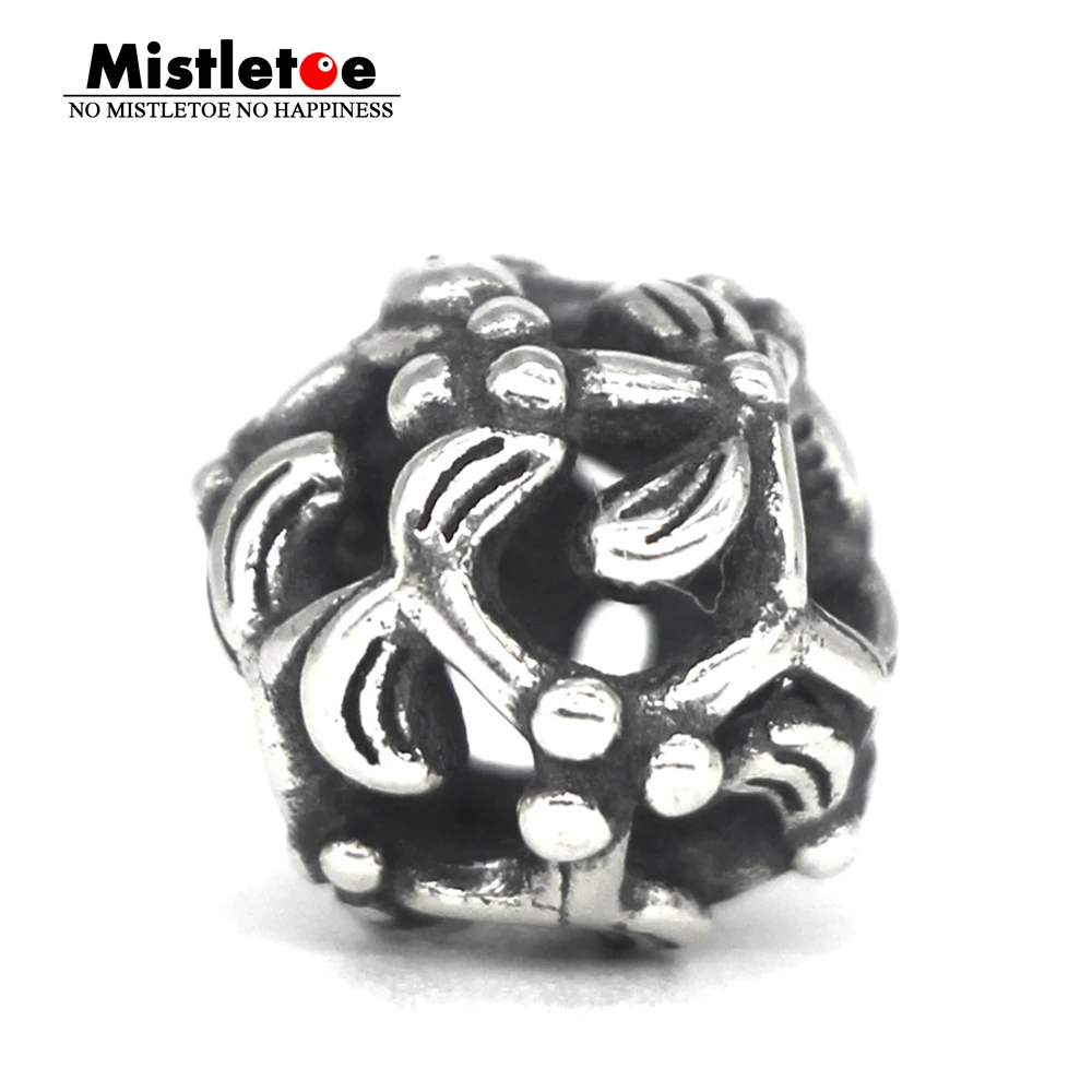 Mistletoe Genuine 925 Sterling Silver Charm Bead Fit European Troll 3.0mm Bracelet Jewelry | Украшения и аксессуары