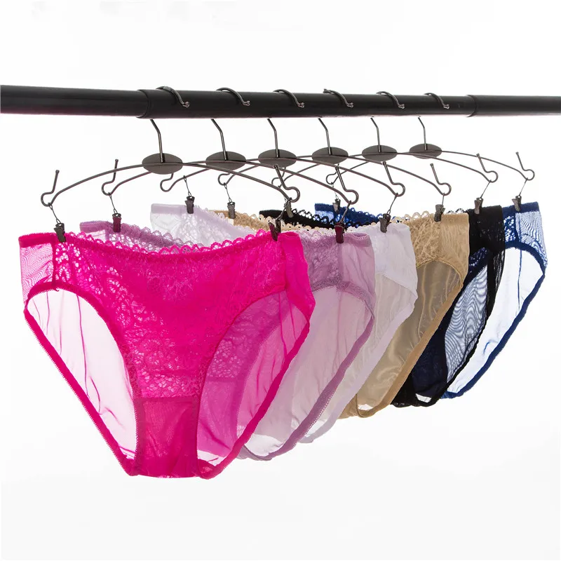 

9042 New Arrival Sexy Women Panties Plus Size Underwear Flower Print Butt Transparent Panties