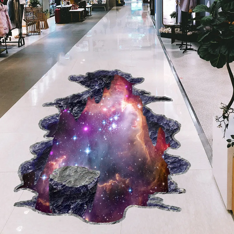 

3D Purple Outer Space Planets 3D Wall Stickers Cosmic Galaxy Wall Decals for Kids Room Baby Bedroom Ceiling Floor Decoration