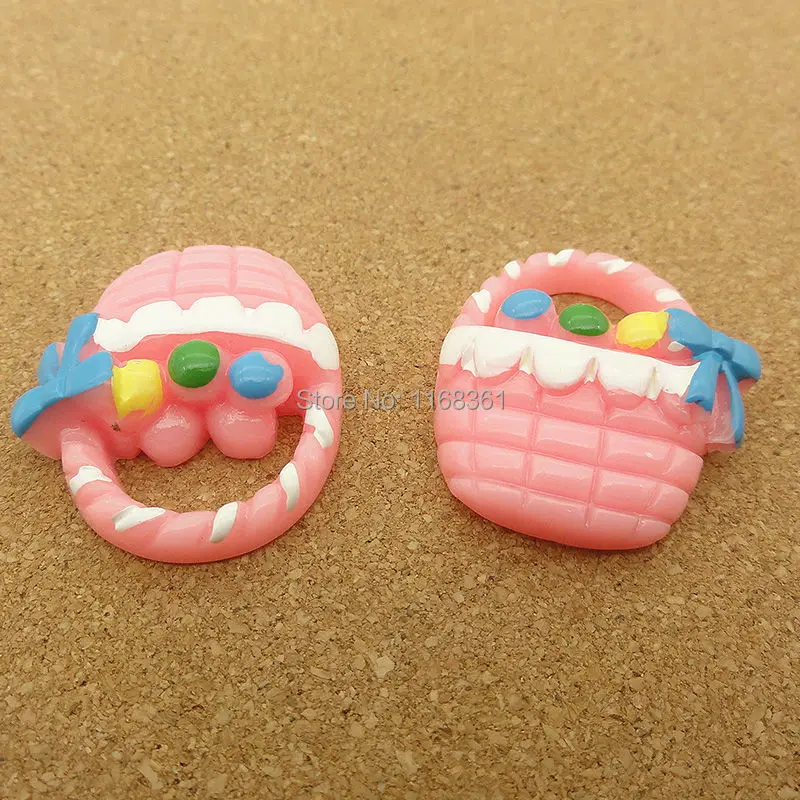 1pcs/lot resin flat back Halloween pink fruit basket 28mm Cabochons Scrapbooking Hair Bow Center DIY Christmas decration C118-1