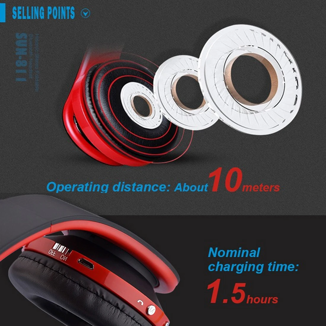Foldable Earphones For Xiaomi iphone Samsung Bluetooth Handsfree Stereo Wireless Headphone Music Headset with Mic for PC Tablet