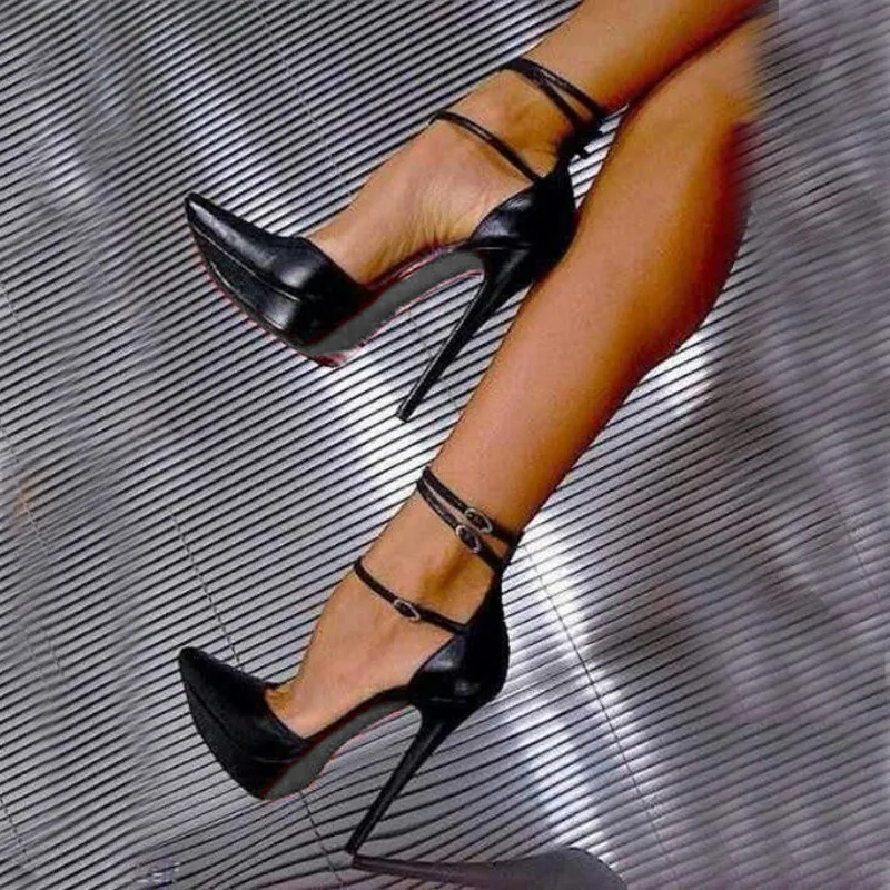 SHOFOO shoes, the sweet are free shipping, black PU, ankle strap, 12.5 cm high heel shoes,pointed toe pumps. SIZE:34-45 SHOFOO shoes, the sweet are free shipping, black PU, ankle strap, 12.5 cm high heel shoes,pointed toe pumps. SIZE:34-45