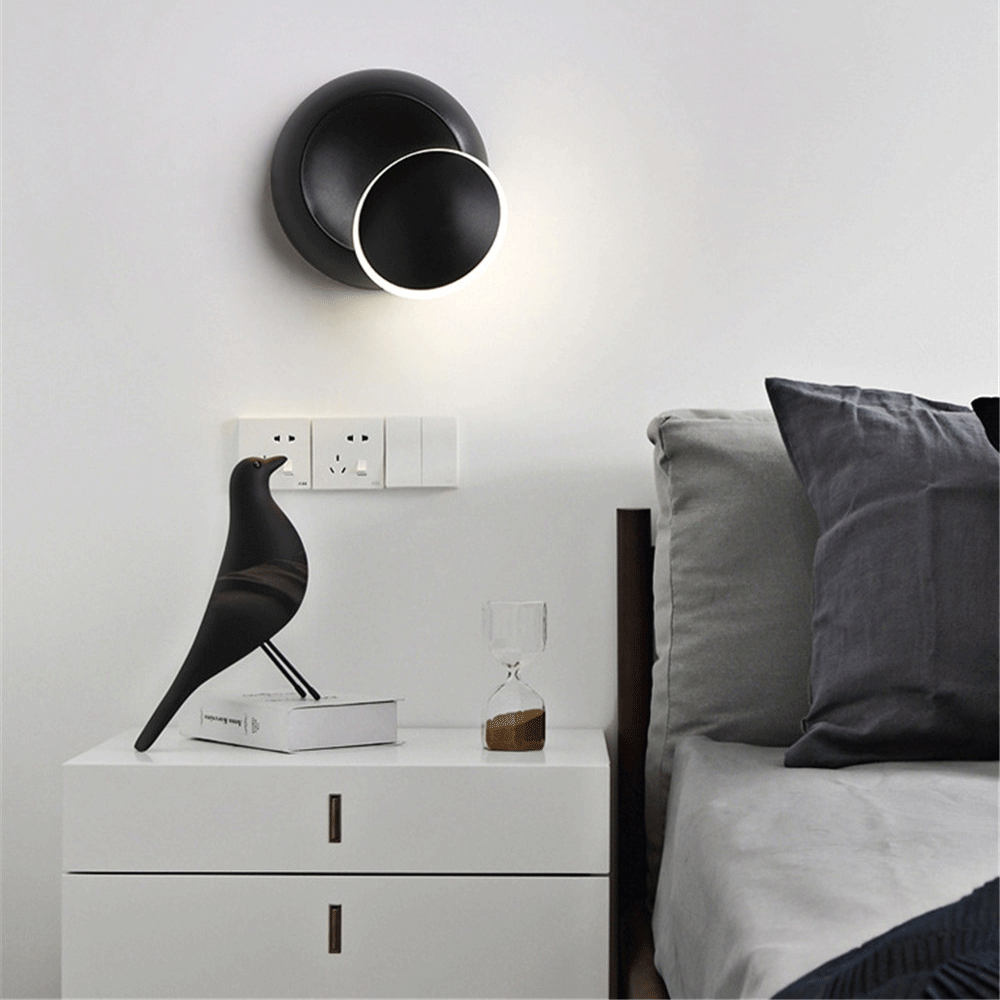 LED360 градусов вращающийся круглый полумесяц стены простая, креативная лампа прикроватная Спальня Гостиная лестничный пролет бра AC90V-260V