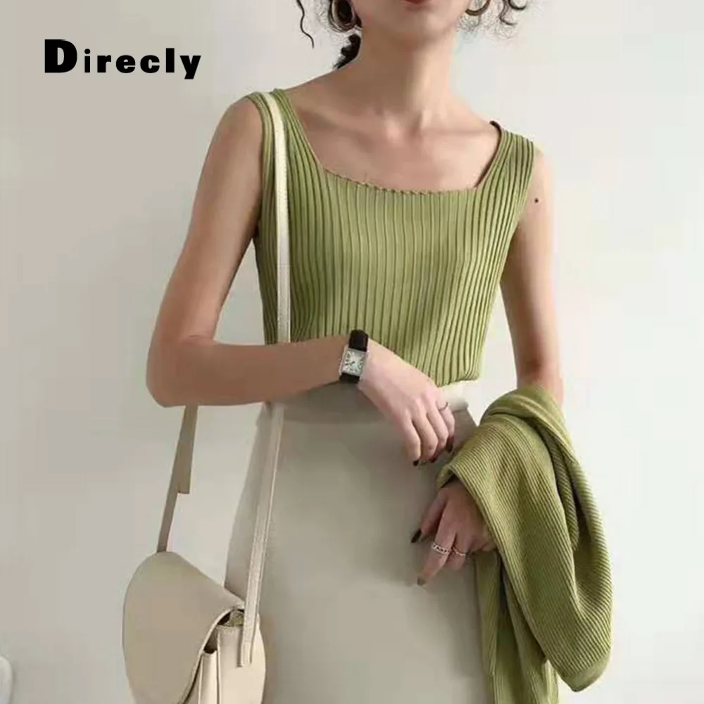 

Direcly 2019 Sexy Women Knitted Tank Tops Women Vest Strappy Sleeveless Vest Casual Tshirt Women Female Solid Fitness Camis