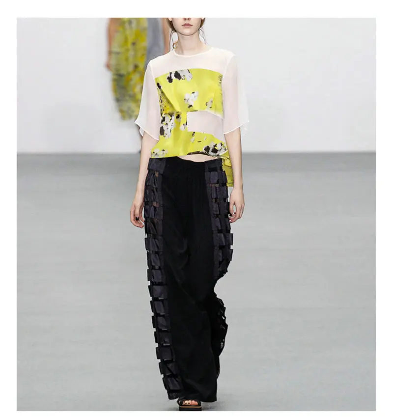 Cartoon Print Slik Blouse + Pants 2 Pieces Set Women Summer Silk Shirts with Full Wide Length Trousers Women Casual 2 Piece Sets Cartoon Print Slik Blouse + Pants 2 Pieces Set Women Summer Silk Shirts with Full Wide Length Trousers Women Casual 2 Piece Sets