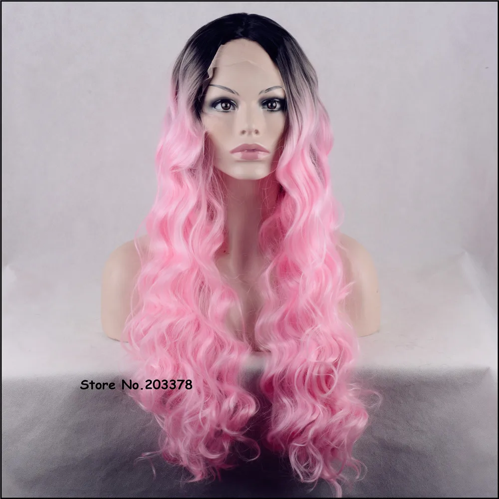 Strong Beauty 24 26 inch Long Curly Light Pink Wigs Japan Kanekalon