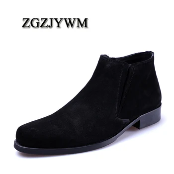 

ZGZJYWM High Quality Men Zip Ankle Waterproof Rubber Casual Suede Genuine Leather Military Boots For Wedding Business