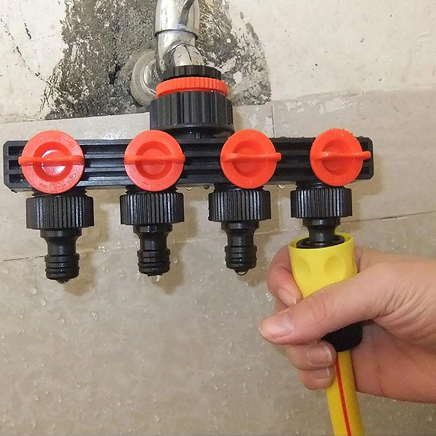 4 пути воды кран трубы разъем шланга Splitter с клапанами для сад цветочные растения газон сельское хозяйство промышленные орошения