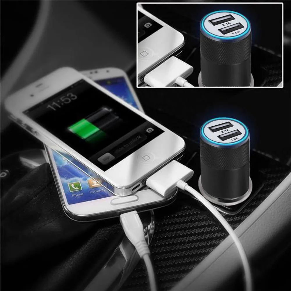 Новое поступление DC 12-24V 1A/2.1A/24 Вт/2-Порты и разъёмы Smart USB Быстрая зарядка автомобиля зарядное устройство для Зарядное устройство для Samsung Galaxy S5 S6 край зарядное устройство
