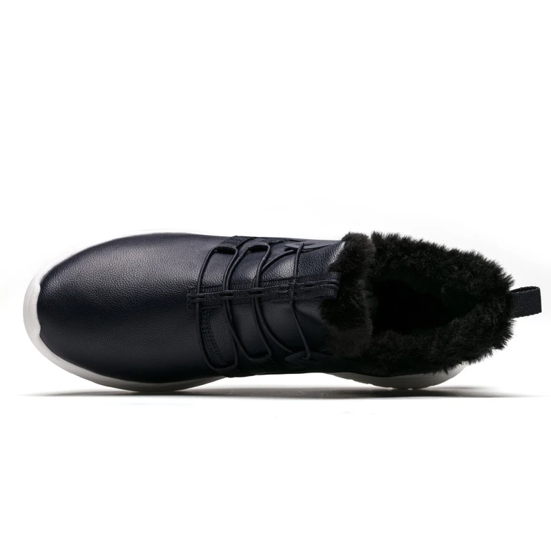 Koop ONEMIX Mannen Loopschoenen Zwart lederen Warme Winter Sneakers Slip Op Comfortabele Outdoor jogging Wandelschoenen