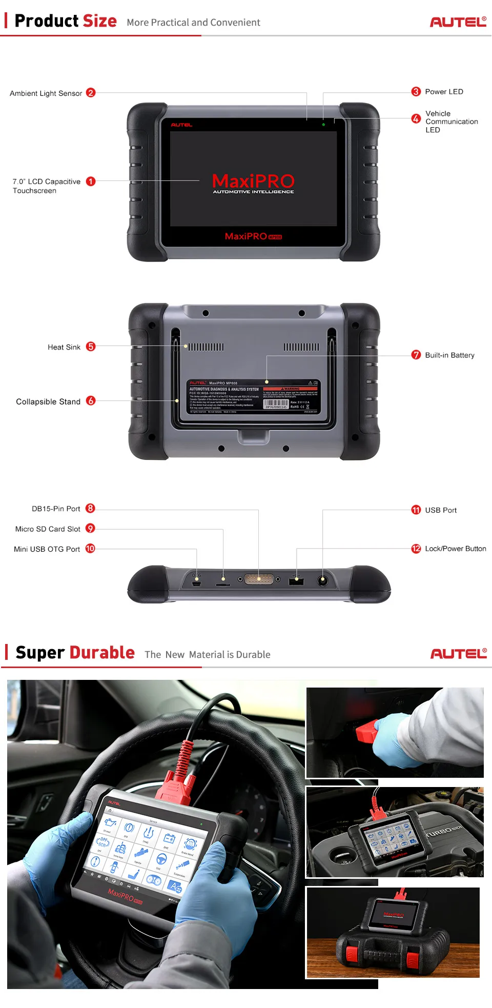 Autel MaxiPRO MP808 диагностический инструмент Автоматическая диагностика автомобильный Сканер Обновлен от DS808 лучше чем MK808 все системы сканер