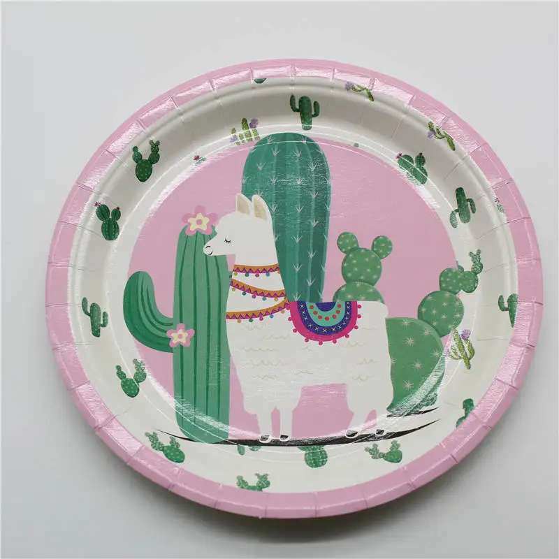 

Alpaca Party Birthday Party Decorations Kids Boy Girl Holiday Dishes Tableware 1 Pack 16-PCS 7 Inch Paper Tray Party Supplies
