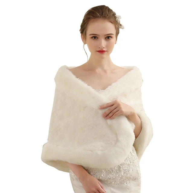 Fashion Warm Shawl Wrap Faux Fur Cover Up Stole Bridal Wedding Dress