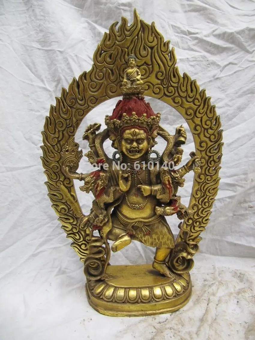 

tibet buddhism bronze gold gilt consecration Six-arm Mahakala Vairocana