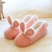 Winter schuhe niedliche tasche mit dreidimensionale kaninchen ohren warm plüsch baumwolle schuhe monat hochwertige hause hausschuhe schuhe z323