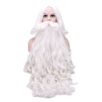

Christmas Gift Santa Claus Wig and Beard Synthetic Hair Short Cosplay Wigs for Men White Hairpiece Accessories Santa Beard 70cm