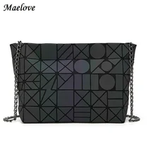Maelove2017Women-bag Geometrie handtasche schultertasche Hologramm leucht baobao tasche berühmte logo innen laser silber Kostenloser Versand