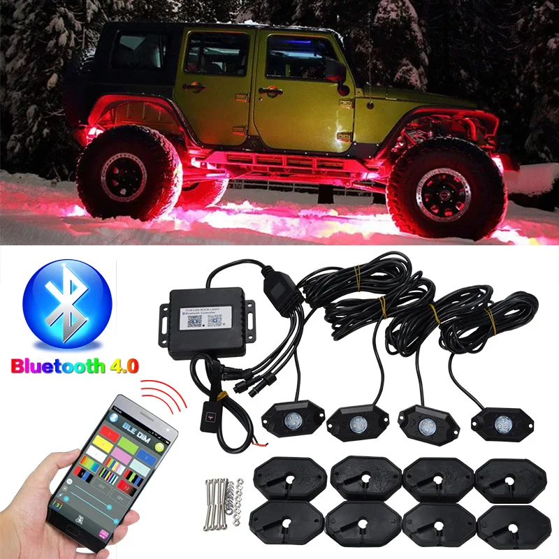 

RGB chassis lights drag four led interior decorative lights car bottom lights wireless bluetooth remote control car bottom light