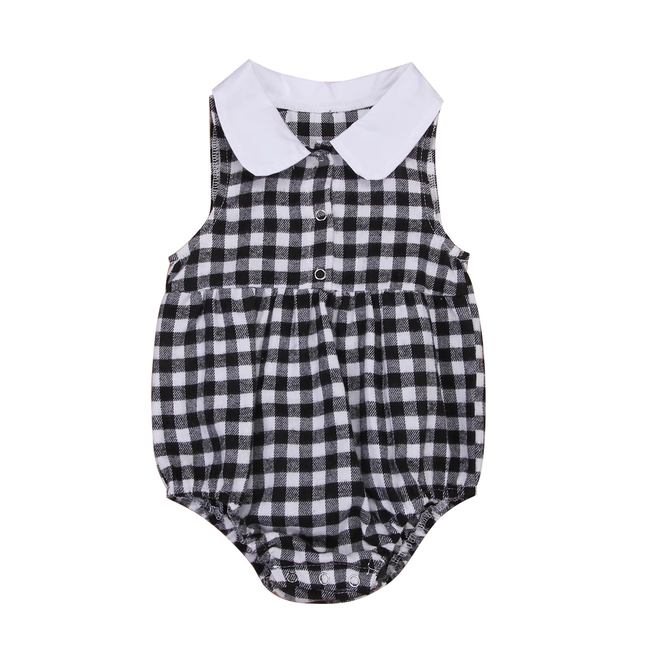 Plaid Romper Sleeveless Summer Outfits Newborn Toddler Baby Girl Plaids Sleeveless Romper Jumpsuit Clothes Outfit 0-18M