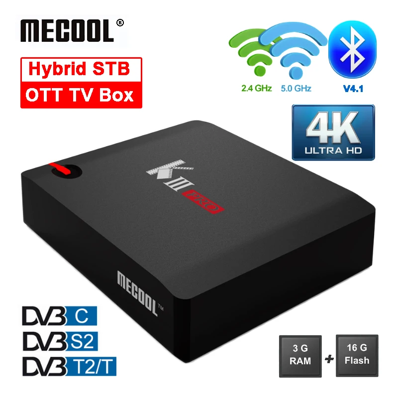 

MECOOL KIII Pro 3G 16G OTT Smart TV Box DVB S S2 T T2 C Combo Amlogic S912 Octa-core Set Top Boxes Dual Wifi 4K HD Hybrid STB