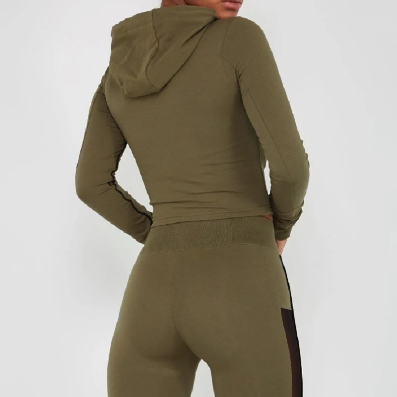 Goedkoop YD Mesh sport pak vrouwen Hooded sweater sportkleding voor vrouwen gym yoga leggings trekkoord lange mouw workout yoga set