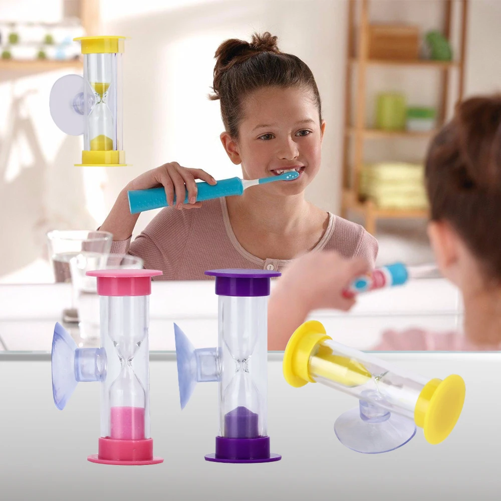 Hot 3 Minute Glass Toothbrush Timer Children Kids Colorful Hourglasses