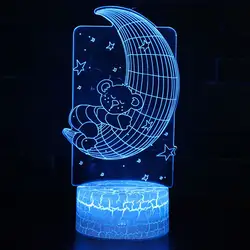 Луна медведь тема 3D светодиодный лампа светодиодный ночник 7 цветов изменить Touch настроение Рождественский подарок Dropshippping