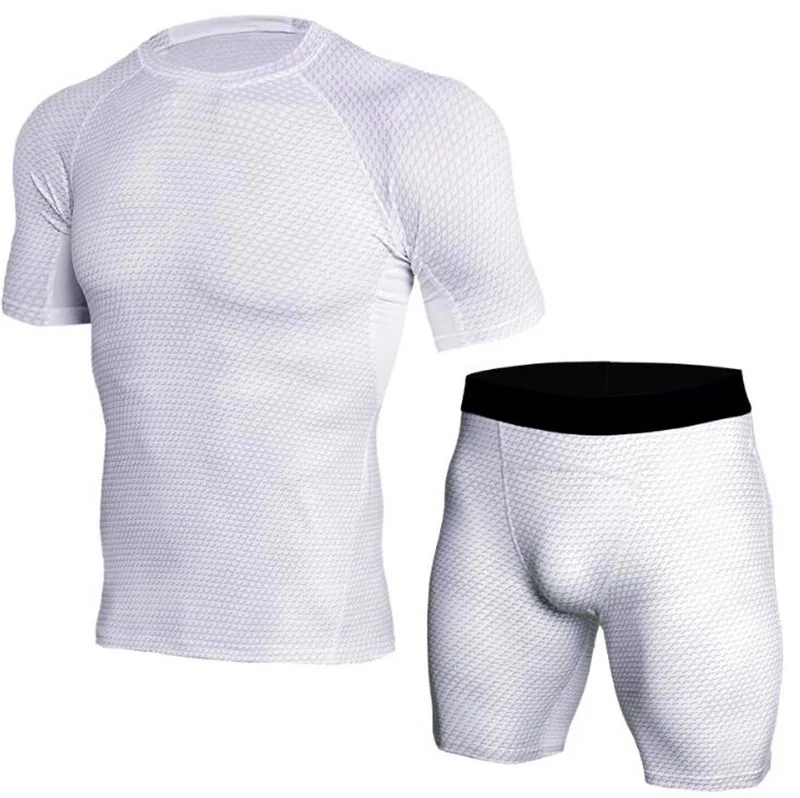 

O-Neck Outdoor Sport Clothing Short Sleeve And Trousers Pullover Breathable Quick Dry Two Piece Set Man Tighten Running Sets