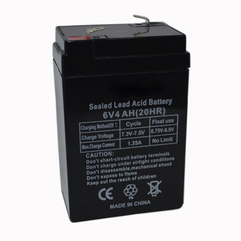 6V 4.0Ah Battery Sealed Storage Batteries Lead Acid Rechargeable Power Supply for LED Light Toy Car Baby Carrier