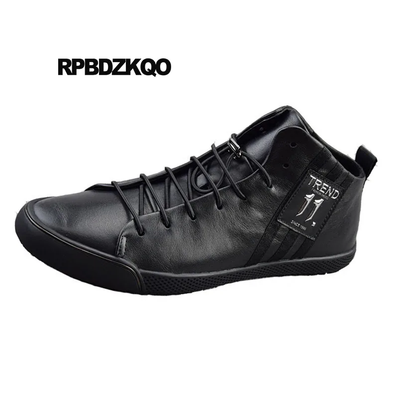 Deporte Zapatillas Calidad Lujo Alta Skate Casuales Superior Zapatos De Encaje Cuero Europea Británico Negro Marca Genuino Hombres Estilo fqxnU0O6n