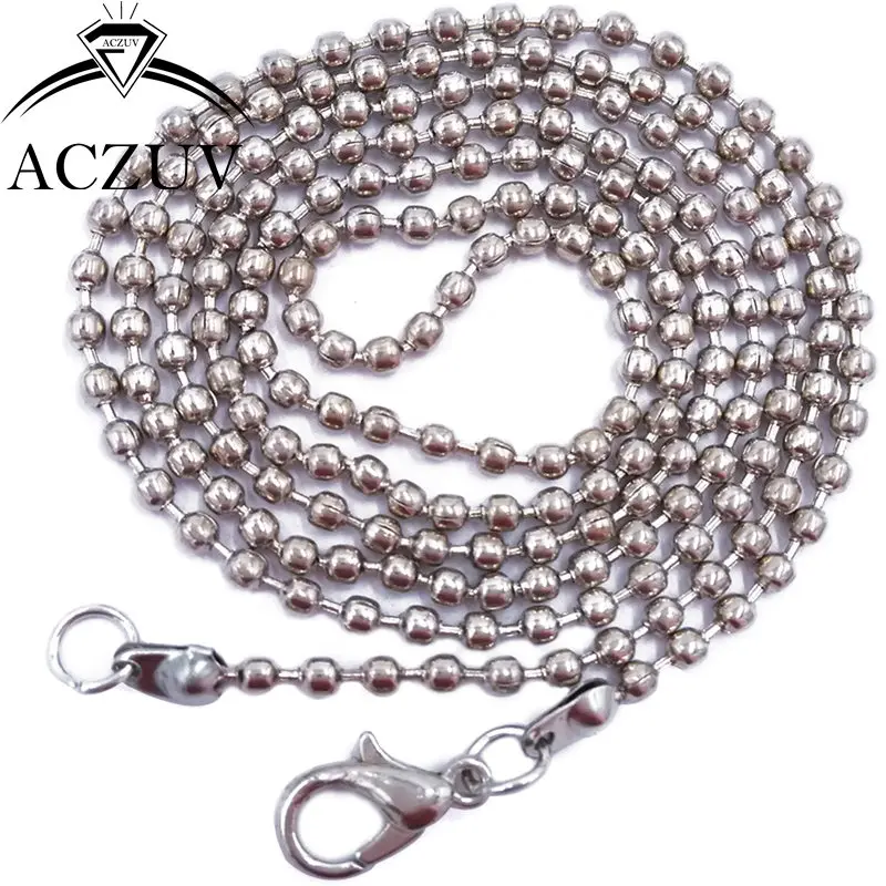 

100pcs Rhodium Plated 2.4mm Bead Chains 40cm to 80cm Metal Ball Chain Necklace with 12mm Lobster Clasp BBC010