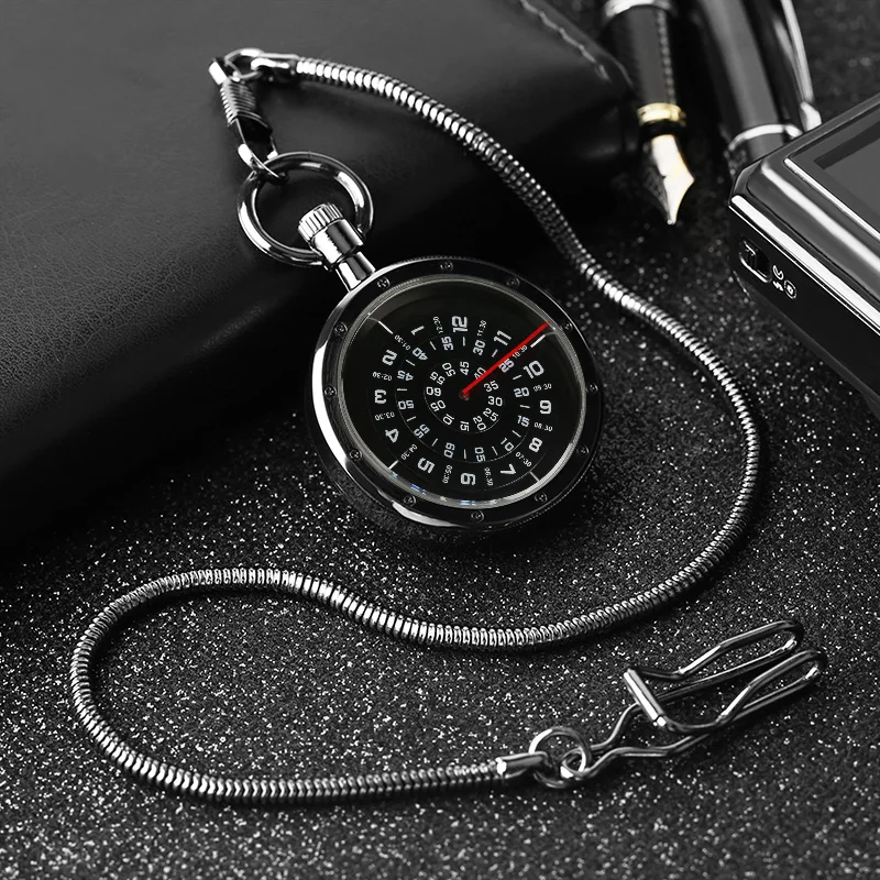 Винтаж Black Проигрыватели номера Дисплей карманные часы Брелок Сеть Новая мода кварцевые часы-кулон подарки для Для мужчин Для женщин reloj