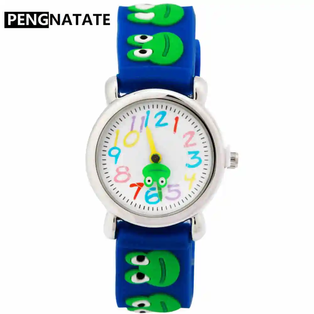 

PENGNATATE Fashion Kids Watches Boy And Girl Cartoon 3D Frog Strap Silicone Wristwatch Student Children Quartz Watch Gift Clocks