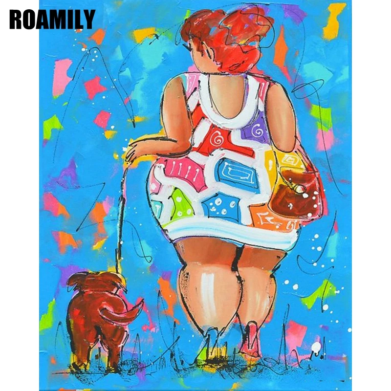 

ROAMILY,5D Diamond Painting Full Drill Square,Cartoon,Fat women Fat Ladies,Diamand Painting,Embroidered With Rhinestones