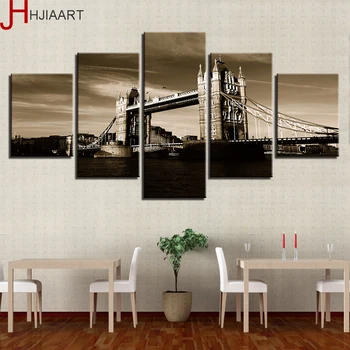 

Modern Home Wall Art Decor Frame Pictures 5 Pieces London Tower Bridge Landscape HD Print Painting On Canvas Living Room