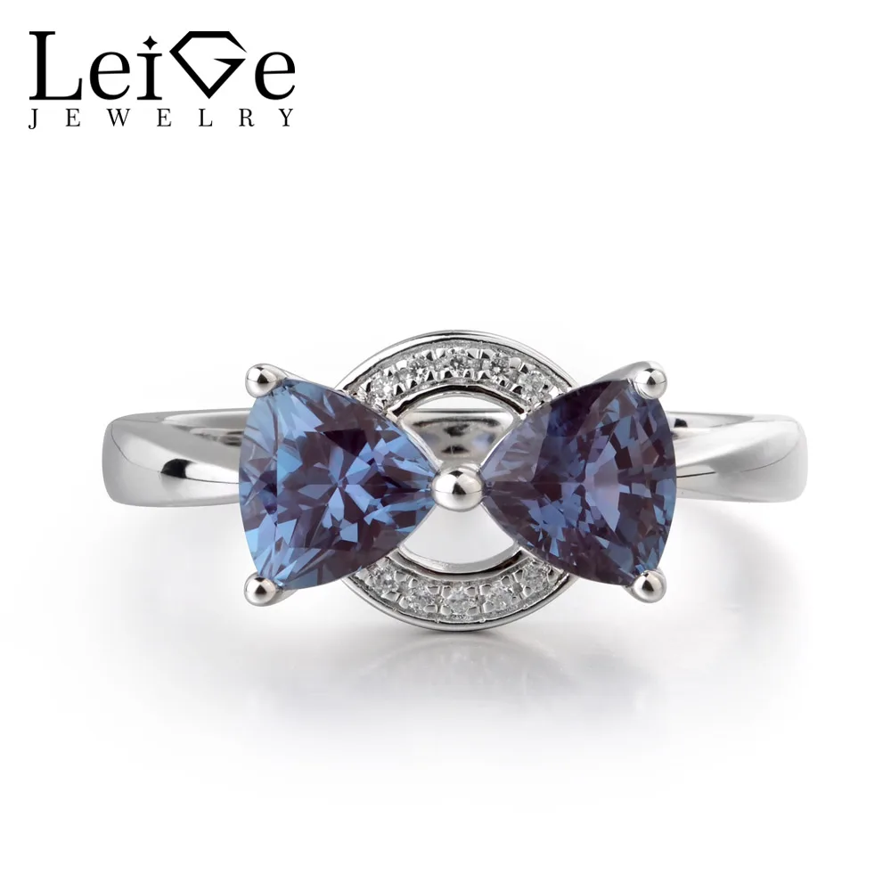 Leige Jewelry Lab Created Alexandrite Color Changed Two Stones 925
