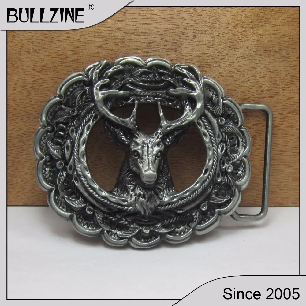 

The Bullzine Deer belt buckle with pewter finish FP-02454 suitable for 4cm width belt