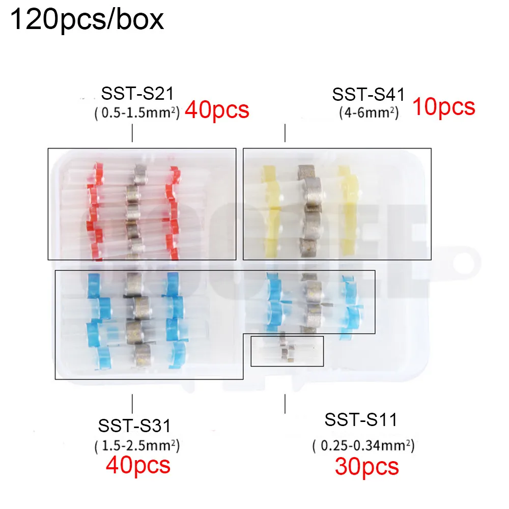 Термоусадочные SST припоя рукава водонепроницаемый провод Быстрый стыковый терминал Быстрый Автомобильный Разъем Терминатор Электрический разъем - Цвет: 120pcs one box