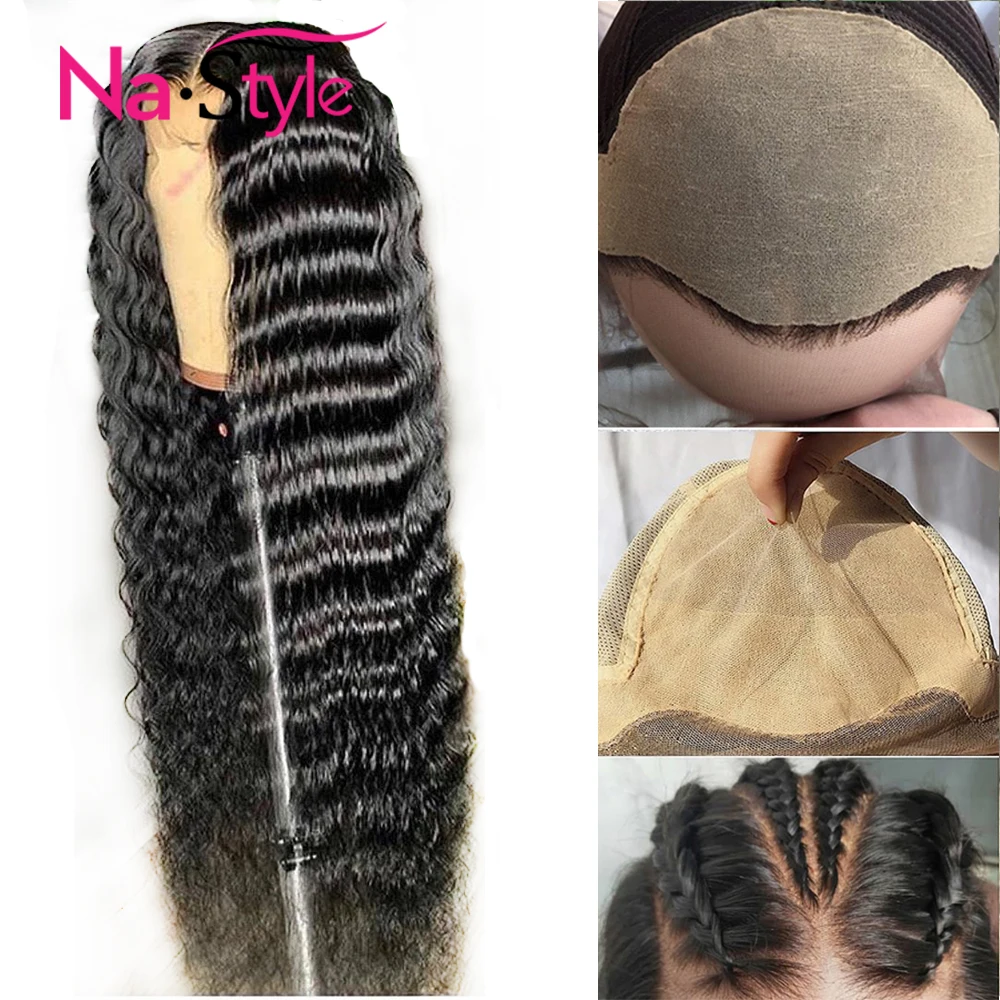 Fake Scalp Wig Transparent Lace Wigs Invisible Lace Front Wigs 13x6 Loose Deep Wave Pre Plucked Bleached Knots Wigs Remy Natural