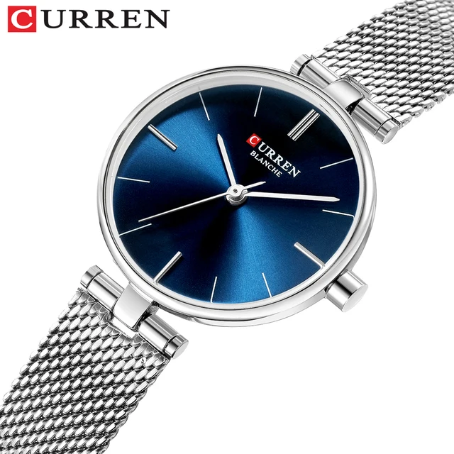 CURREN Simple Analog Quartz Watches for Women Stainless Steel Mesh Wristwatch La CURREN Simple Analog Quartz Watches for Women Stainless Steel Mesh Wristwatch La