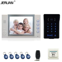 JERUAN wired 8 ”teléfono video de la puerta sistema de intercomunicación Record Nuevo impermeable RFID Key Touch contraseña teclado cámara 8G Tarjeta SD envío