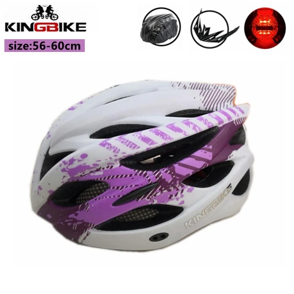KINGBIKE велосипедный шлем для женщин и мужчин велосипедный шлем дорожный горный с козырьком MTB велосипедные шлемы безопасности задний фонарь casco ciclismo - Цвет: J-675-purple