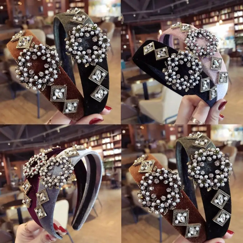 

Women's Crystal Headband Wide Fabric Hairband Head Wrap Hair Band Accessories 2019 New Fashion Holiday Beach Travel Accessory #D