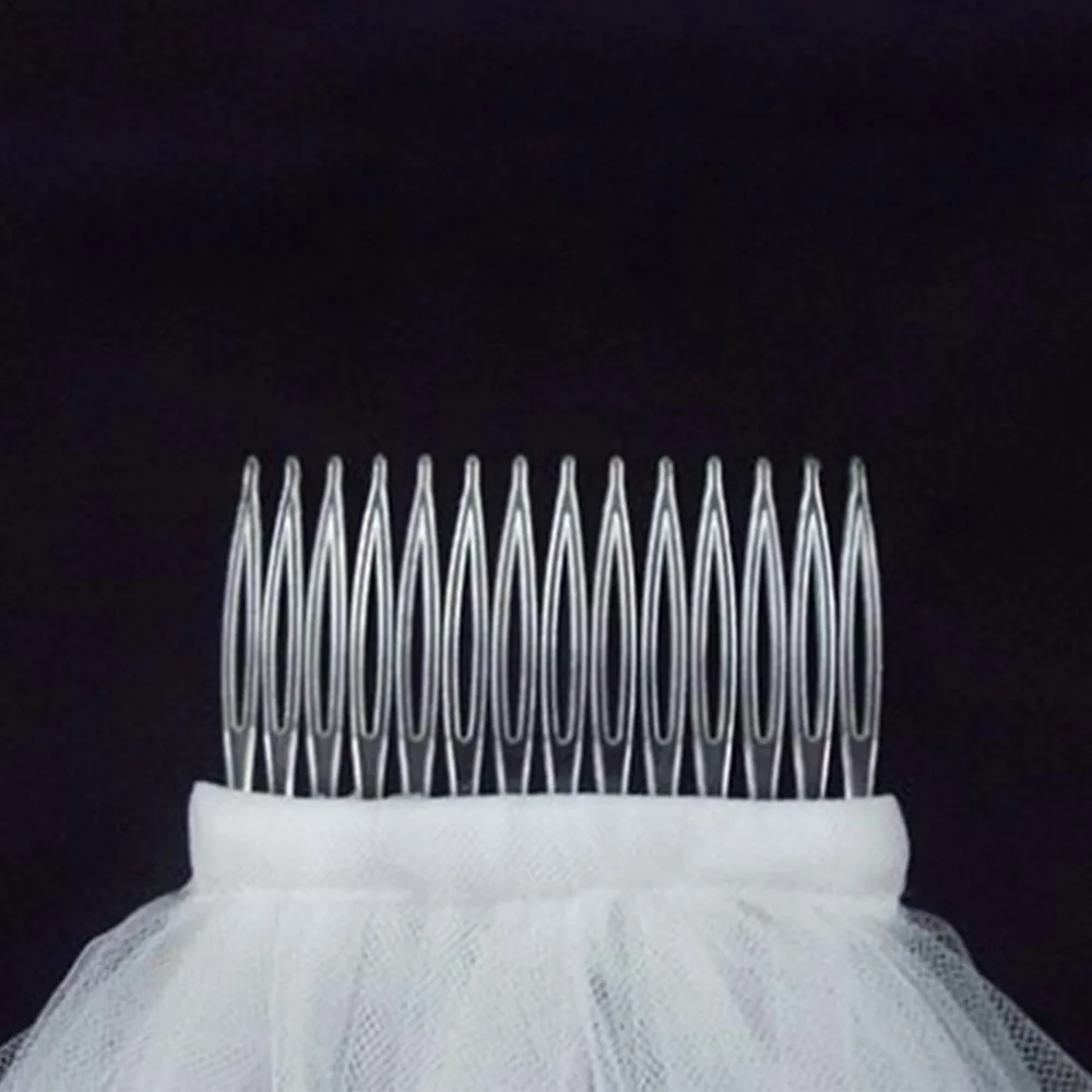 Simple Bridal Veil Short Tulle White Ivory Two Layers Wedding Veils Ribbon Edge with Hair Comb for Wedding Party Accessories Simple Bridal Veil Short Tulle White Ivory Two Layers Wedding Veils Ribbon Edge with Hair Comb for Wedding Party Accessories