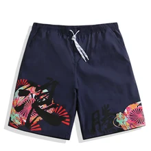Пляжные брюки мужские быстросохнущие морские праздничные плавки летние свободные с принтом плоские угловые шорты