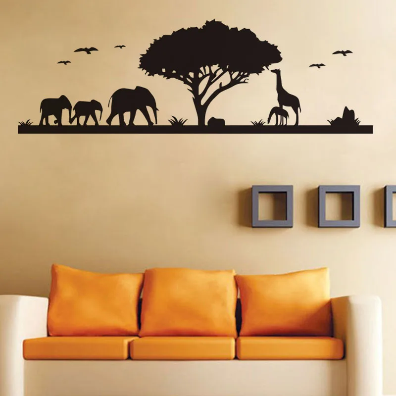 Nature-Forest-And-Animals-Elephant-Giraffe-Wall-Stickers-Vinyl-Tree-Decals-For-Living-Room-Decoration