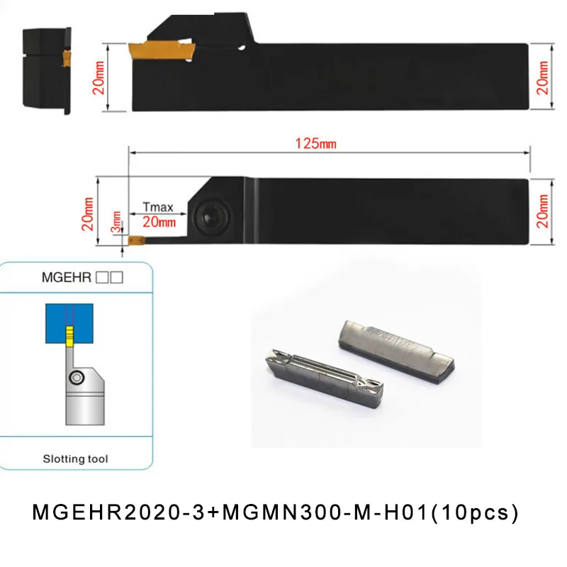 MGEHR2020 3+MGMN300 M H01 10pcs Aluminum Inserts External Parting and